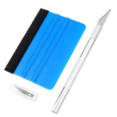 汽车贴膜刮刀套装 - 植绒泡沫涂抹器套件，适用于车窗贴膜/彩色贴膜安装工具