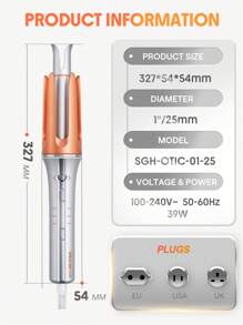 SHEGLAM HAIR It-Curl Rizador instantáneo de un solo toque Rizador automático, Rizador de cabello automático, Rizador de cabello automático de 25 mm con 3 temperaturas, Calentamiento rápido y rotación de 2 vías, Apagado automático, Varita rizadora giratoria anti-escaldaduras y anti-enredos, Rizador instantáneo táctil para peinar el cabello constituir playa y2k viajar cámping Escuela cosplay Regalo Campus moda