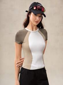 OutZeal 女士户外运动健身服吸汗紧身撞色上衣