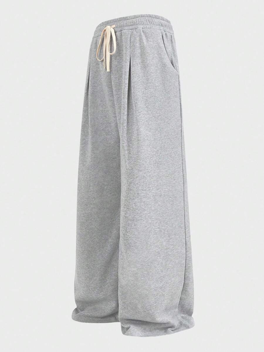 EASEVO Plus Size Men's Long Gray Knit Casual Sweatpants - Grey - View 1