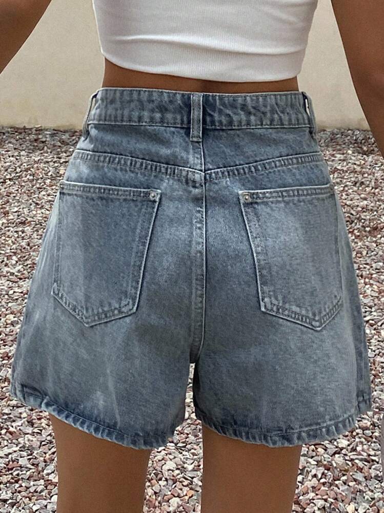 Livesso Women's Casual High Waist Loose Denim Shorts, Suitable For Commuting And Daily Wear, Summer Jorts - Blue - View 2