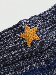 Hippie 女式嬉皮波西米亚太阳和月亮刺绣低腰针织短裤 - 藍色 - 查看 3