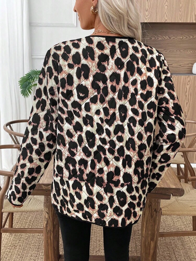 Damen modische Leoparden-Muster Jacke mit Doppeltasche, Herbst/Winter Kleidung für Frauen Wintermantel Wintermantel Damen Winterkleidung Damen Wintermäntel Winterkleidung für Frauen Herbstkleidung für Frauen