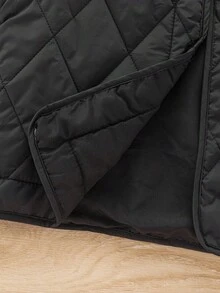 Genkimix Kids Kleine Mädchen Baumwoll-Wattierte Weste, Neuer Winterstil, Diamantmuster, Aufgeblähte Ärmel, Modisch & Süß, Baumwoll-Wattierte Weste für Baby Mädchen, Vielseitige Oberbekleidung - Schwarz - Übersicht 5