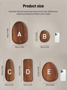 1pc Walnut Tray, Multifunctional Asymmetrical Oval Shape Wooden Tray, Dinner Tray,Necklaces,Ring Dish, Key Bowl,Decorative Plate,Jewelry Trays For Women. For Kitchen, Dining Room, Bedroom, Christmas Gifts - Brown - View 9