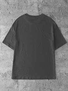 INAWLY Áo thun cổ tròn tay ngắn size lớn, đơn giản & thời trang, phù hợp cho mùa hè - Màu xám đen - Xem 2