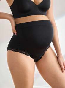 SHEIN 1pc Women Lace Trim Comfortable Maternity Underwear