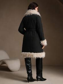 Anewsta Black Padded Coat With Faux Fur Trim, Autumn/Winter