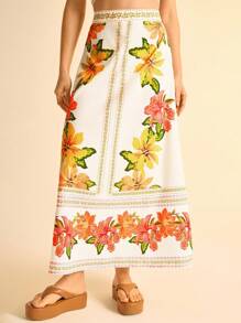 CAJUNI 女式花卉印花长裙，休闲假日风格——波西米亚风格女装，图案，休闲 - 彩色 - 查看 3