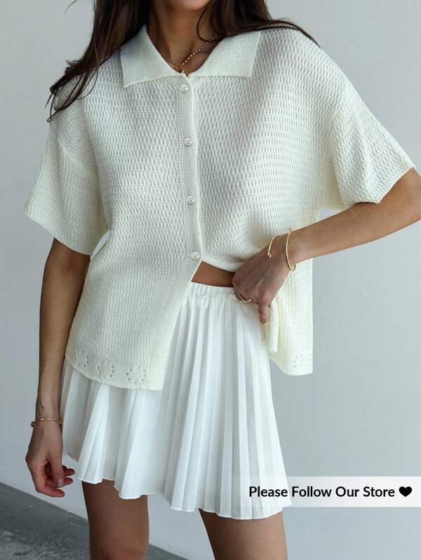 Aloruh Women Solid Color Drop Shoulder Casual Sweater For Summer Summer Summer Outfits Summer Clothes Beach Outfits For Woman  Beach Vacation Vacation Outfits Woman Boho  Tropical Vacation Woman Clothe  Crochet