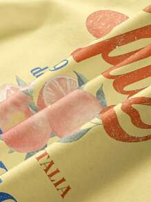 SHEIN Sweetro Women's Summer Italia Veneto Cocktail Lemon Orange Fruit Print Cropped Tube Top, Y2K Style Vacation & Beach - Multicolor - View 3