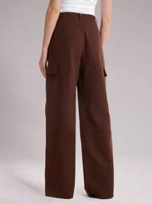 Quần Jeans Ống Rộng Màu Khaki Thường Ngày & Đi Làm Cho Nữ - Cà phê nâu - Xem 2