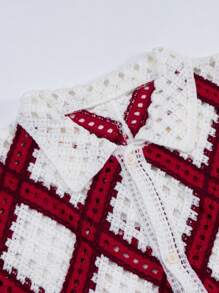 Claim Dot 男士夏季度假菱形网眼镂空针织衬衫