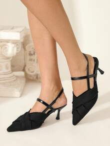 CUCCOO CHICEST Sandalias de tacón de aguja con flecos y correas cruzadas, elegantes y versátiles para uso diario, fiesta, trabajo o Halloween, de tela negra y tacón de gatito, de estilo gótico y moda - Negro - Ver 5