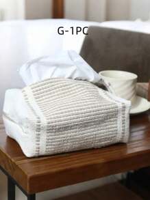 1 件简约风格编织布纸巾盒架，创意纸巾分配器适用于餐厅、客厅、汽车、纸巾套、家居用品、桌子、家居装饰、家居组织和存储、房间装饰、卧室房间装饰，简单编织，撞色波西米亚风格 - 彩色 - 查看 13