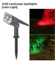 二合一太阳能LED聚光灯，户外超亮多色景观灯，适用于树木、庭院、花园、别墅装饰、路径照明 - 黑色 - 查看 13