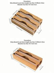 1 Pc, 2-In-1, 3-In-1 Bamboo Storage Bag Organizer For Keeping Food Fresh, Kitchen Drawer Organizer, Plastic Wrap And Foil Cutter, Drawer,Countertop Or Wall Mount Kitchen Organizer