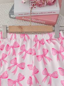 Bộ đồ ngủ cho bé gái tuổi teen, áo sơ mi và quần short in hình bướm màu xanh nhạt, đồ ngủ 2 món thời trang và thanh lịch - Hồng - Xem 6