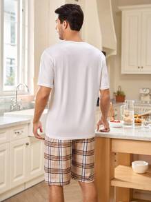 FamilyFrolics Set de pijamale pentru bărbați, cu imprimeu englezesc, ușor și confortabil, pentru părinte-copil