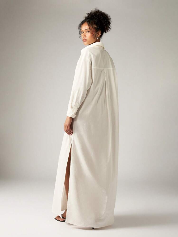 AiiRZ Maxi Length Button Down Shirtdress With Belt