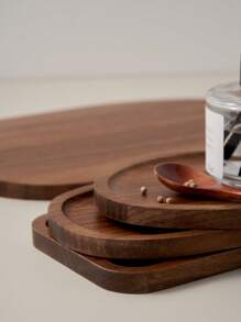 1pc Walnut Tray, Multifunctional Asymmetrical Oval Shape Wooden Tray, Dinner Tray,Necklaces,Ring Dish, Key Bowl,Decorative Plate,Jewelry Trays For Women. For Kitchen, Dining Room, Bedroom, Christmas Gifts - Brown - View 4