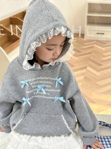 女童针织羊毛连帽卫衣秋冬款 - 灰色 - 查看 6