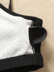 SHEIN 3件套青少年女孩黑色、白色和粉色简约休闲舒适加垫文胸套装 - 黑色 - 查看 3