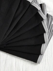 8pcs/Set Teen Girl Minimalist Trim Panties,Backto SchoolFashion Underwear,Backto SchoolFashion Fall Winter - Black - View 3