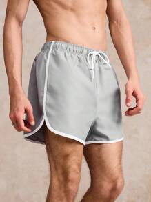 Manfinity Swimmode Men's Drawstring Waist Loose Beach Shorts - Grey - View 3