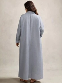 Zelara 大码休闲条纹长款衬衫裙西装女士节日波西米亚嬉皮女牛仔装老钱波西米亚夏季波西米亚老钱夏季女士服装春假狂欢装节日春假装