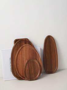 1pc Walnut Tray, Multifunctional Asymmetrical Oval Shape Wooden Tray, Dinner Tray,Necklaces,Ring Dish, Key Bowl,Decorative Plate,Jewelry Trays For Women. For Kitchen, Dining Room, Bedroom, Christmas Gifts - Brown - View 2