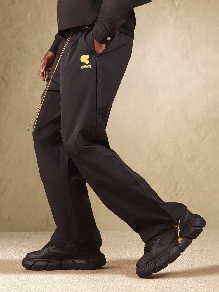 Wide Leg Track Pants With Drawstring Waist