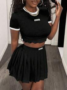 BamGleam Women Two Pieces Outfits For Daily Wear - Black and White - View 5