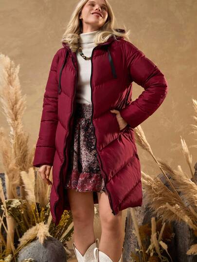 Bóhologie Women Hooded Mini Padded Pocket Detailed Winter Coat