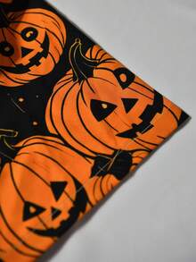 Manfinity Homme Men's Pumpkin Print Single-Breasted Casual Short Sleeve Shirt (Asymmetrical Print), For Halloween - Orange - View 5