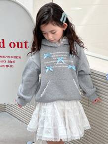 女童针织羊毛连帽卫衣秋冬款 - 灰色 - 查看 2