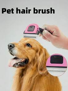 1 件 7 厘米/10.5 厘米宽不锈钢宠物毛发去除梳，猫狗毛发去除梳理梳，宠物可拆卸剃须刀工具，猫狗毛发修剪器，蓝色 - 藍色 - 查看 1