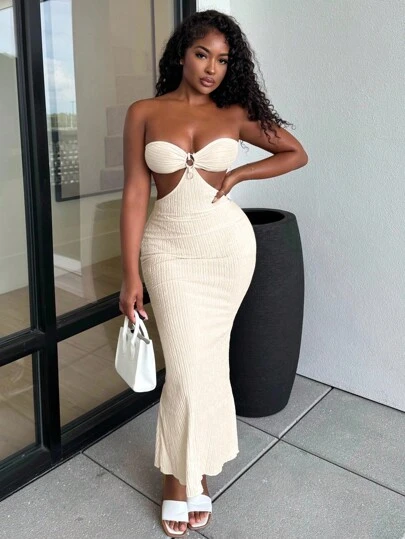 Alexandranx 女士杏色 V 领长款卡夫坦连衣裙，海滩度假