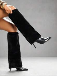 CUCCOO SZL Cuccoo Pointed Toe High Shaft Slim Heel Over-The-Knee Boots, Sexy Lady Rider Boots For Women - Black - View 8