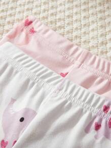 Set pigiama da 4 pezzi per neonata, morbido e confortevole, aderente, con stampe carine di cuore, elefante e dinosauro, top a maniche lunghe e pantaloni