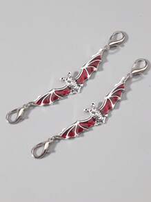 ROMWE Grunge Punk 2pcs Gothic Mini Bat Shoe/Boot Decorations, Holiday Party Gift, Halloween - Red - View 3