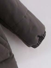 Genkimix Kids 男童休闲立领长袖宽松短款拉链口袋棉服外套，深灰色，秋冬 - 灰色 - 查看 5