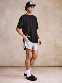 Manfinity Swimmode Men's Drawstring Waist Loose Beach Shorts - Grey - View 2