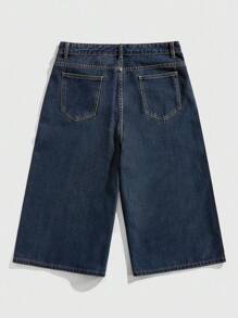 ROMWE MEN Street Life Pantalones cortos de hombre con decoración de estrella de cinco puntas y llama de strass, adecuados para el uso diario en primavera/verano - Bronce - Ver 2
