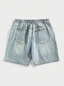 EASEVO Plus Size Men's Casual Denim Shorts, Suitable For Summer - Blue - View 3
