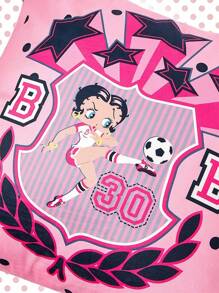 Betty Boop | ROMWE Polka Dot Figure Graphic Versatile Fashion Throw Pink Pillow Cover For Room Decor