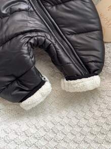 新生儿男女宝宝可爱保暖抓绒连帽连体衣，适合秋冬季户外活动、滑雪等。 - 彩色 - 查看 5