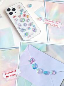 SHEIN 1PC Random Cartoon Bowknot Animals Rainbow Gradient 3D Relief Stickers Cute Stationery Diy Scrapbooking Journal Sticker Decor Art Supplies