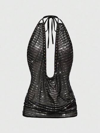 Hippie Top corto halter sin mangas, transparente, con escote profundo drapeado y estampado de cebra, estilo vintage de festival de música Y2K, para damas