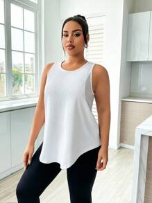 Easithlete Women's Plus Size Sleeveless Round Neck Sports Tanks With Mesh Details Workout Tops Women 3 Packs Tops Sleeveless Workout Tops Tank Tops Women Plus Workout Tops